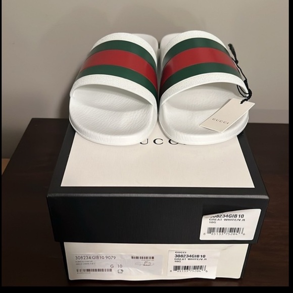 NWT Gucci Men's Signature Stripe Slide Sandals Size 10 - Picture 2 of 4